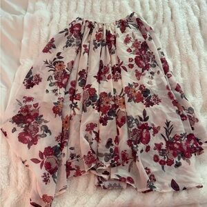 Elegant Floral A-Line Skirt in Red and Cream